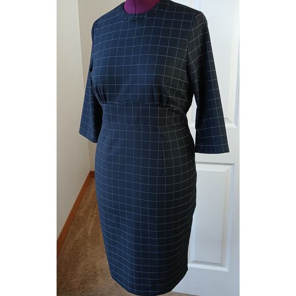 Van Heusen Black Checks Midi Pencil Sheath Dress XXL professional office - Picture 1 of 16